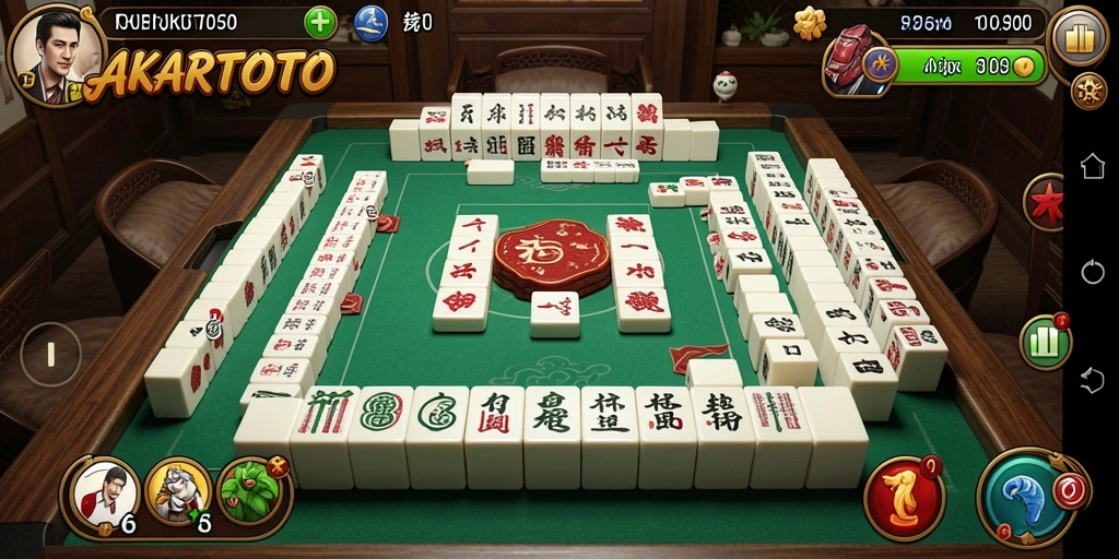 Screenshot utama AKARTOTO menampilkan gameplay Mahjong yang menarik.