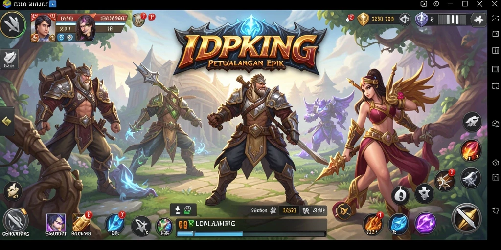 Tangkapan layar <strong>IDPKING</strong> menampilkan pertempuran epik dengan teman-teman dalam dunia MMORPG.