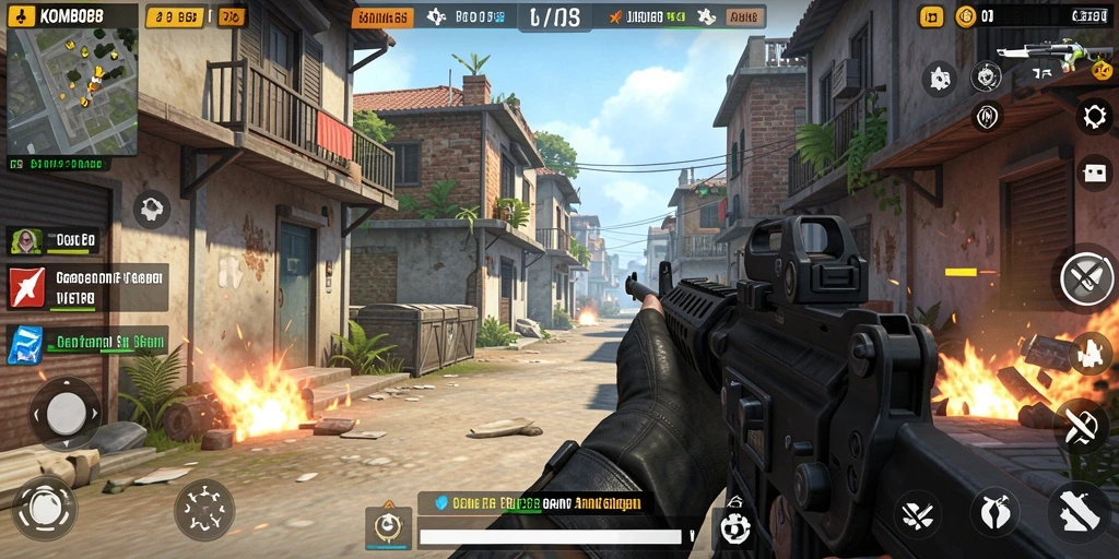 Screenshot KOMBO88 menampilkan aksi intens dalam pertempuran FPS yang mendebarkan.